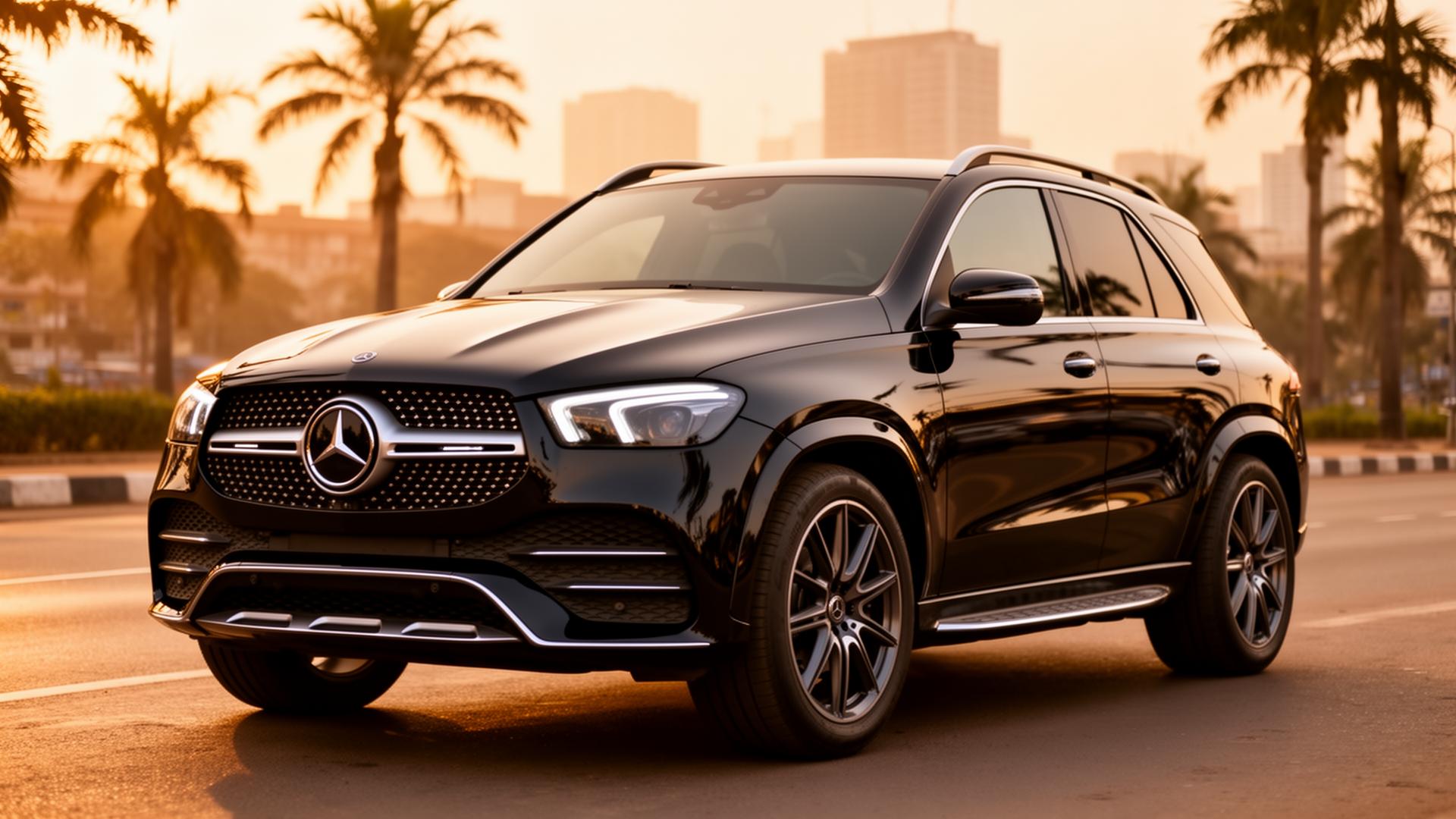 Mercedes-Benz GLE SUV at sunset in Kinshasa